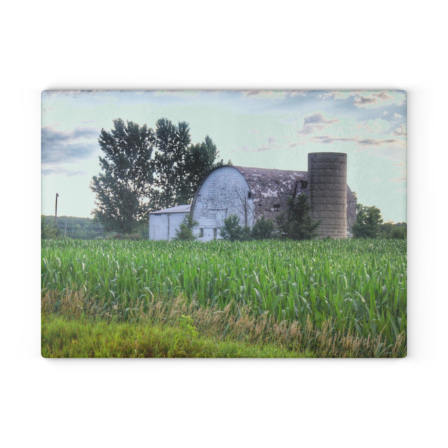 U R There Photography Genesee Road White Rustic Farmhouse Tempered-Glass Cutting Board