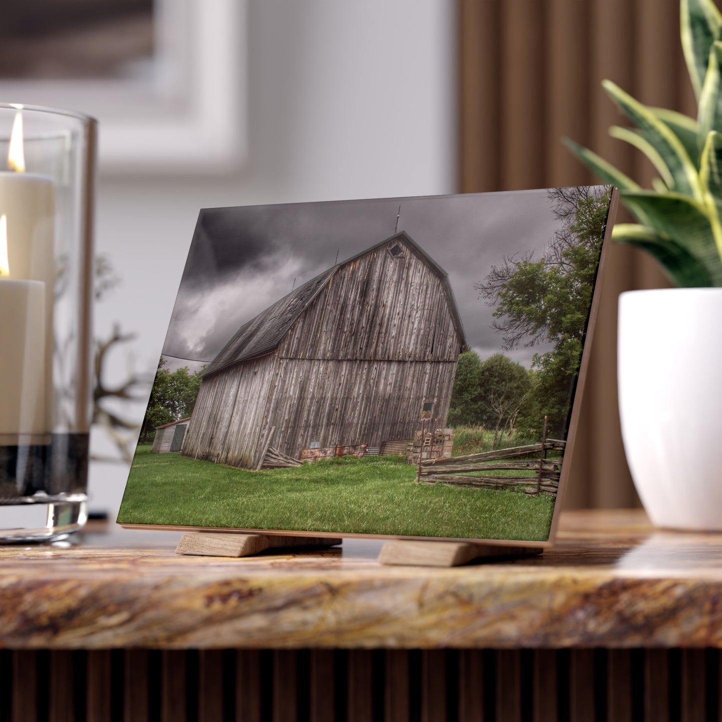 Attica Grey Rustic Farmhouse Decorative Ceramic Tile 6" × 8" Glossy