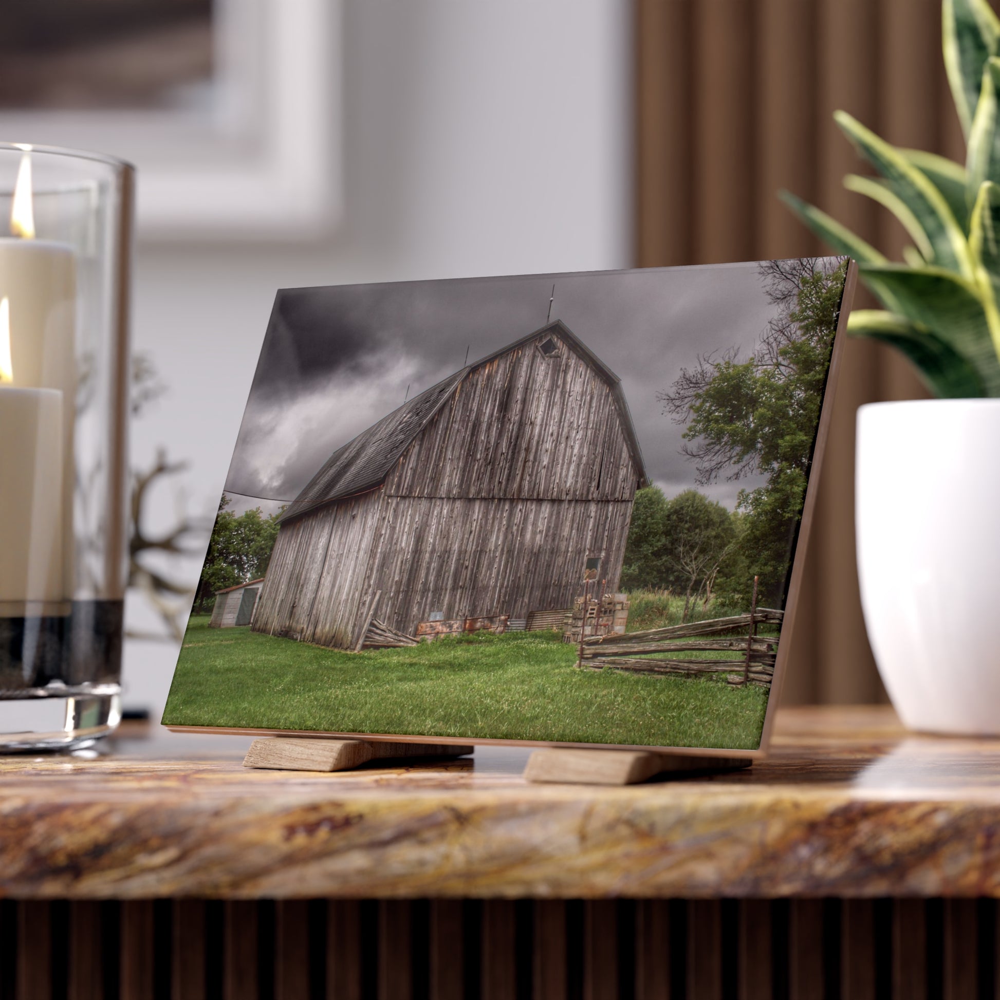Attica Grey Rustic Farmhouse Decorative Ceramic Tile 6" × 8" Glossy