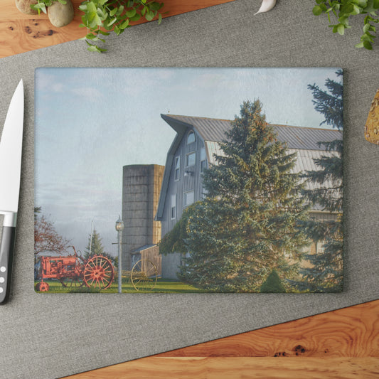 U R There Photography Peppermill Grey Rustic Farmhouse Tempered-Glass Cutting Board