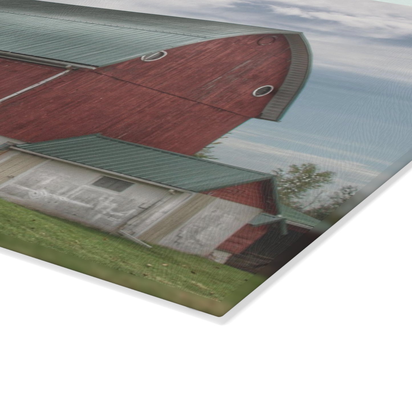 U R There Photography Elmwood Road Red I Rustic Farmhouse Tempered-Glass Cutting Board