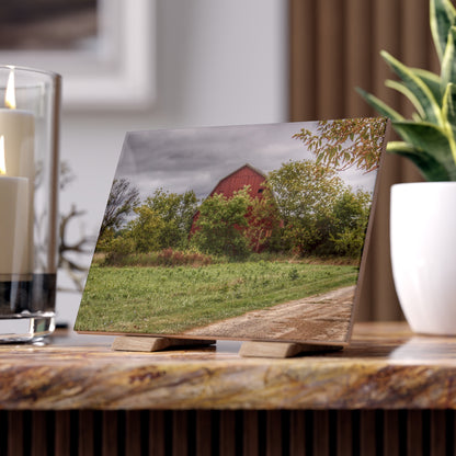 U R There Photography Bristol Road Hidden Red Rustic Farmhouse Decorative Ceramic Tile 6" × 8" Glossy