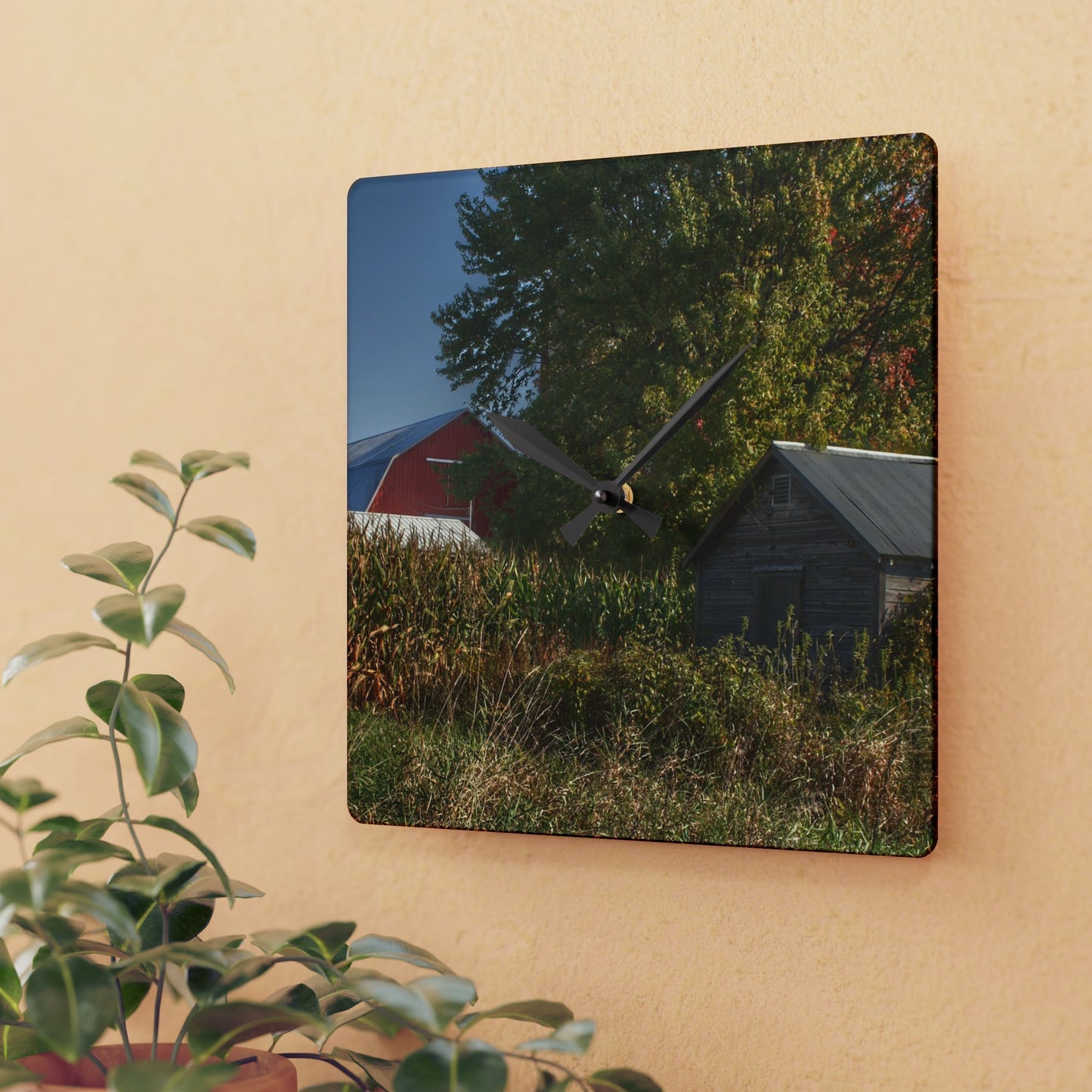 Barn Boutique Rustic Acrylic Analog Wall Clock| Barnes Road Hidden Red