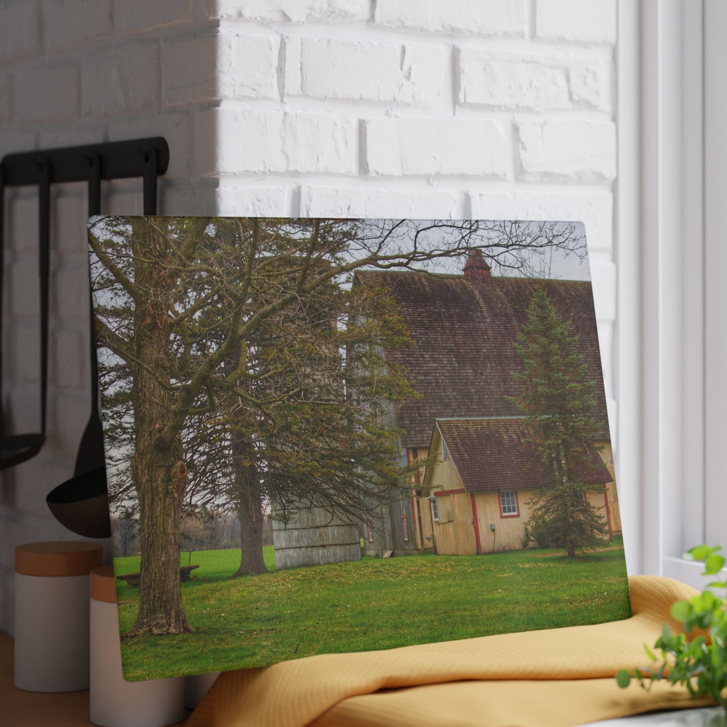 U R There Photography Romeo Van Dyke Grey Rustic Farmhouse Tempered-Glass Cutting Board