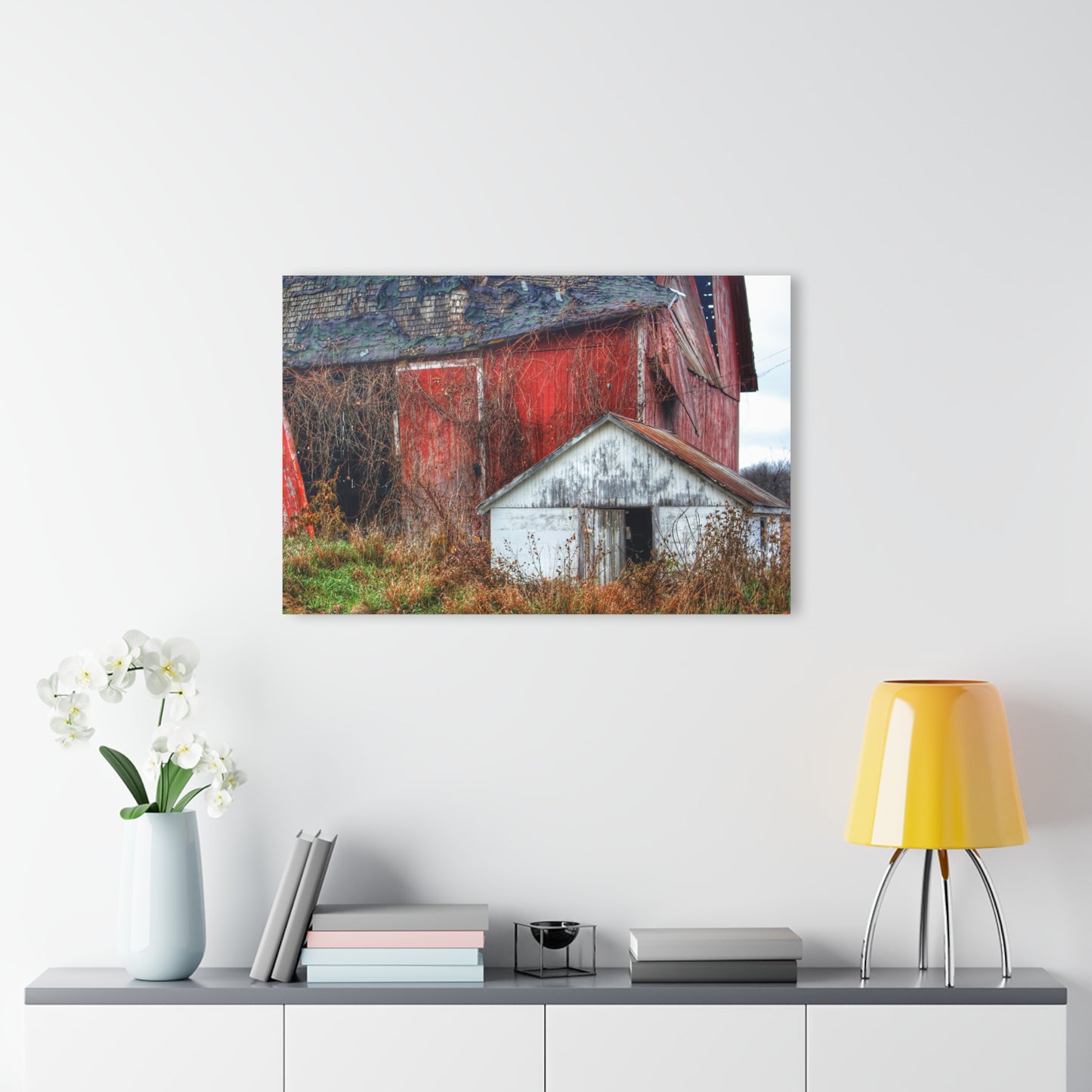 U R There Photography German Road Forgotten Red II Rustic Farmhouse Acrylic Wall Print