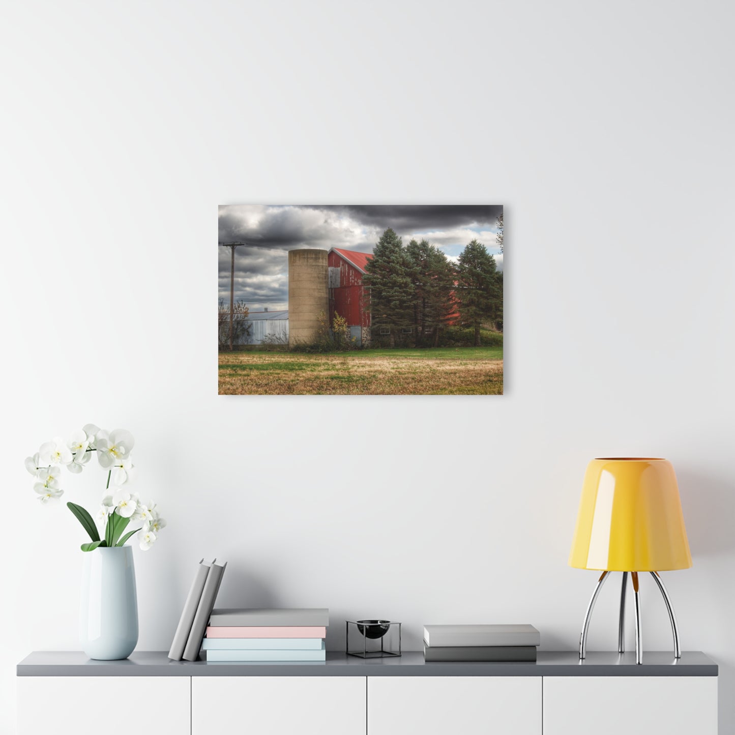 U R There Photography Laur Road Red Among the Pines II Rustic Farmhouse Acrylic Wall Print