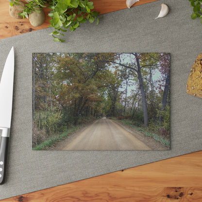 U R There Photography Country Roads in Dryden II Rustic Farmhouse Tempered-Glass Cutting Board
