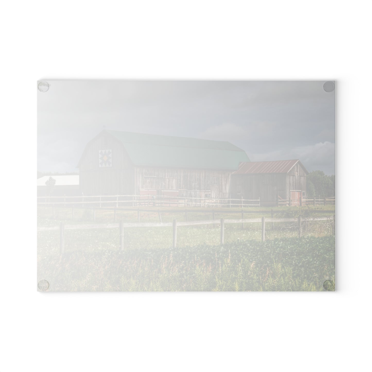 U R There Photography West Millington Road Grey Quilt Rustic Farmhouse Tempered-Glass Cutting Board