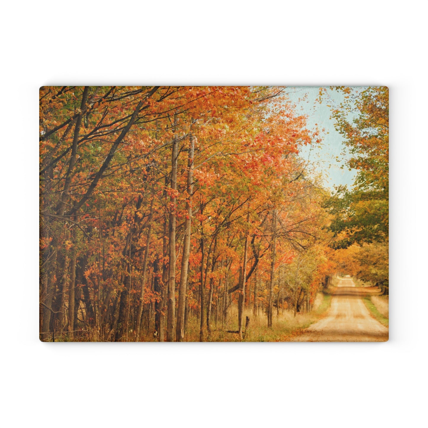 U R There Photography Fall on Murphy Lake II Rustic Farmhouse Tempered-Glass Cutting Board