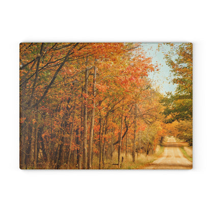 U R There Photography Fall on Murphy Lake II Rustic Farmhouse Tempered-Glass Cutting Board