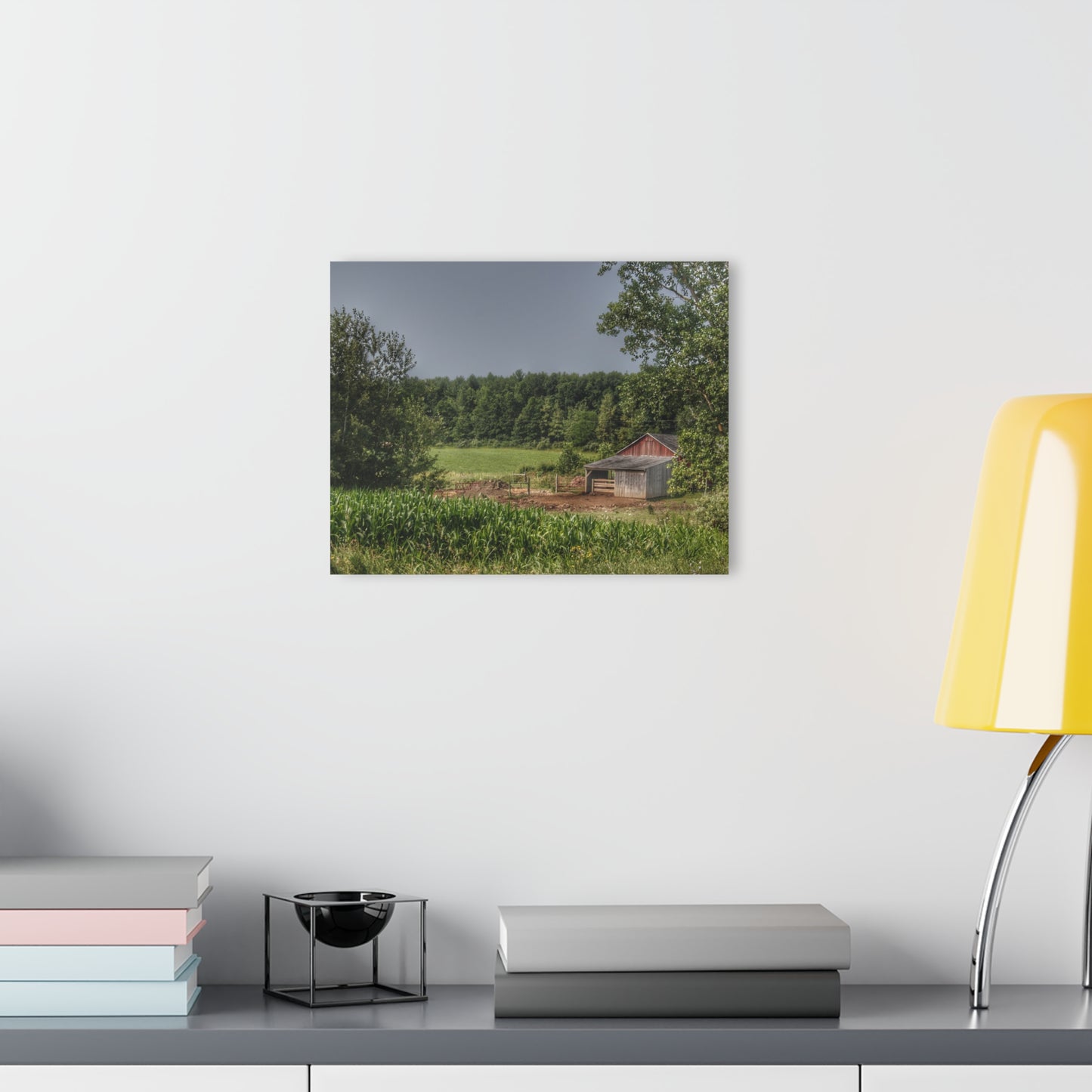 U R There Photography West Oregon Road Hidden Red I Rustic Farmhouse Acrylic Wall Print