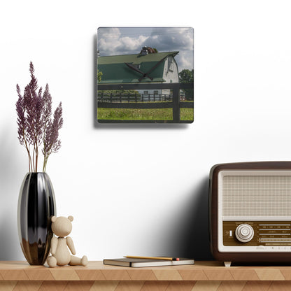 U R There Photography Clark Road White I Rustic Farmhouse Acrylic Analog Wall Clock