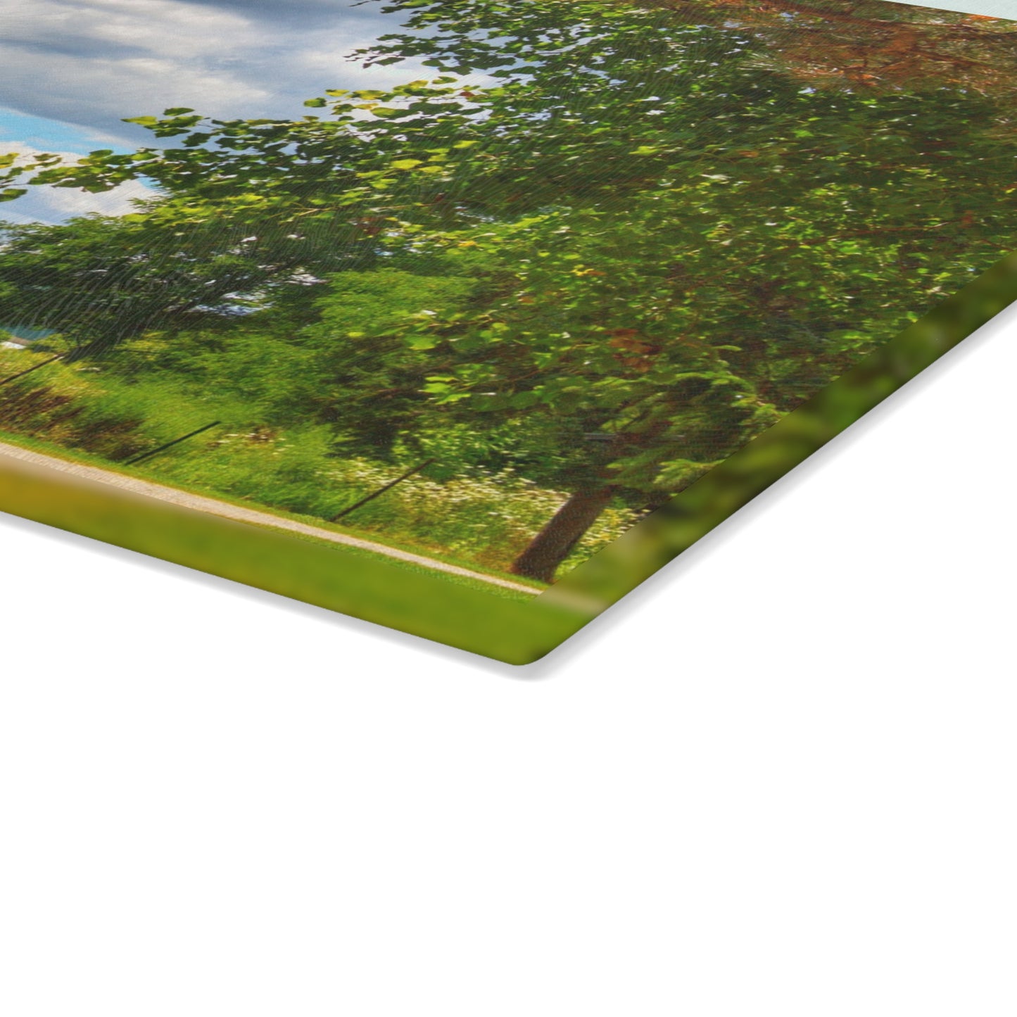 U R There Photography Hough Barn View Rustic Farmhouse Tempered-Glass Cutting Board