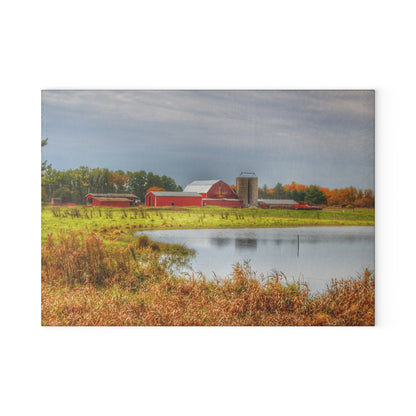 U R There Photography Oakwood Reds Rustic Farmhouse Tempered-Glass Cutting Board