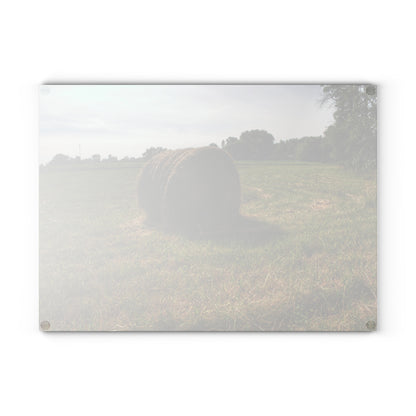 U R There Photography Summer Haybales II Rustic Farmhouse Tempered-Glass Cutting Board