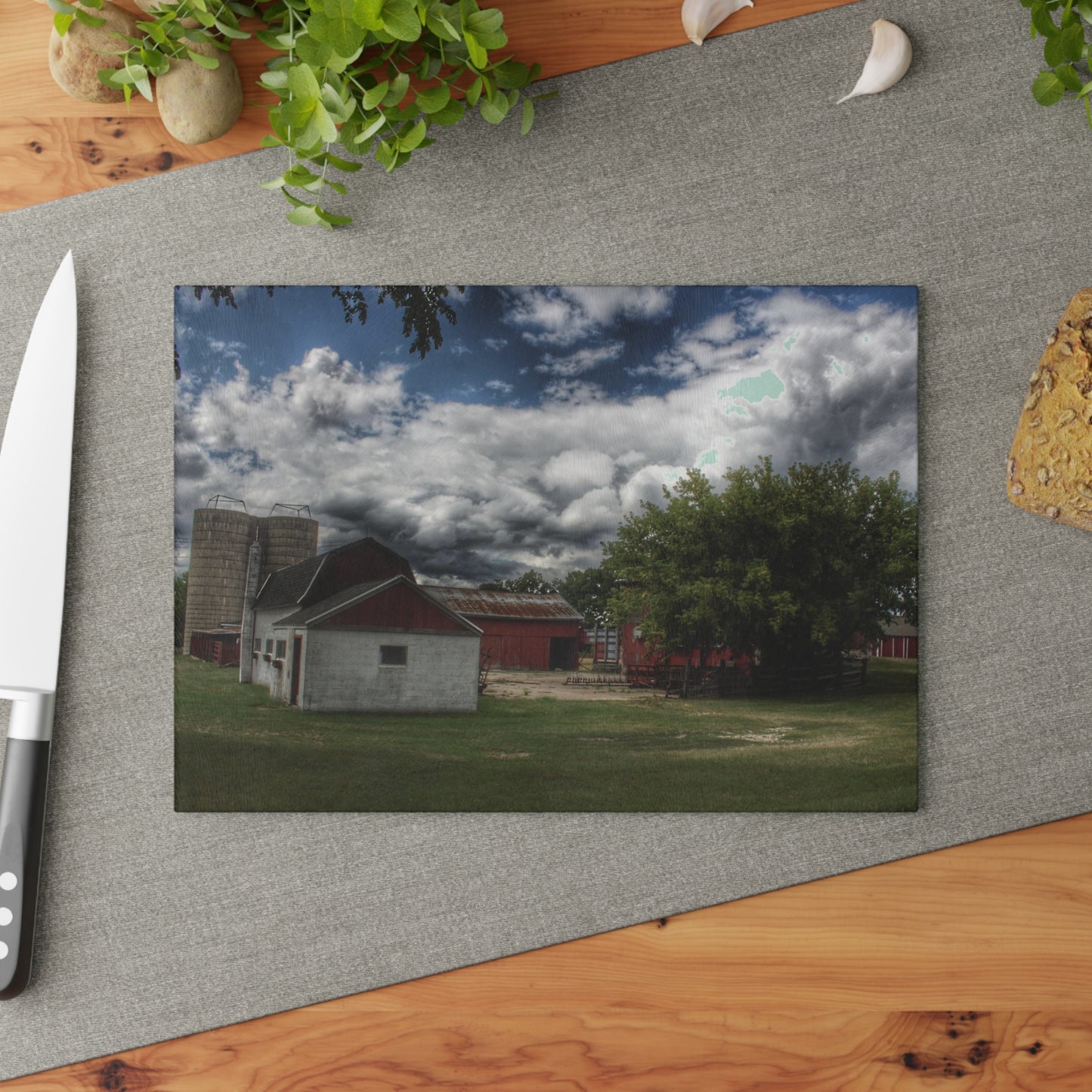 U R There Photography Five Lakes Farm I Rustic Farmhouse Tempered-Glass Cutting Board