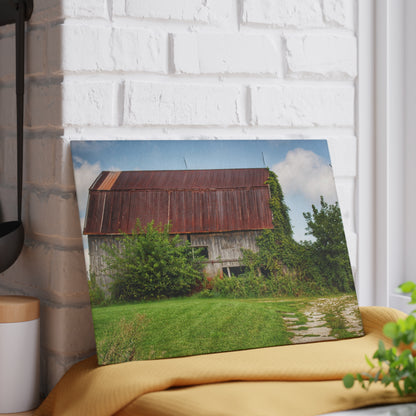 U R There Photography Grey Road Rusted III Rustic Farmhouse Tempered-Glass Cutting Board