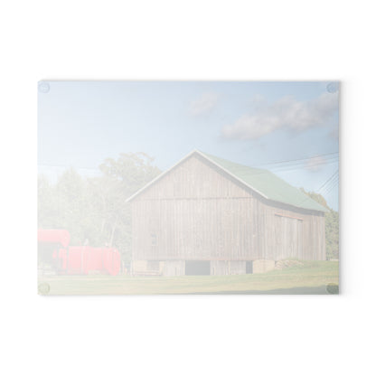 U R There Photography Kingston Road Grey Rustic Farmhouse Tempered-Glass Cutting Board