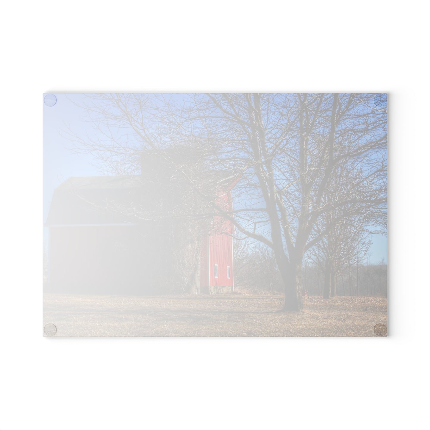 U R There Photography Leonard Road Red Rustic Farmhouse Tempered-Glass Cutting Board 8"x 11"