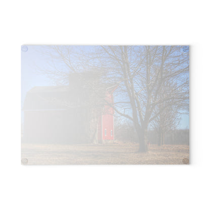 U R There Photography Leonard Road Red Rustic Farmhouse Tempered-Glass Cutting Board 8"x 11"