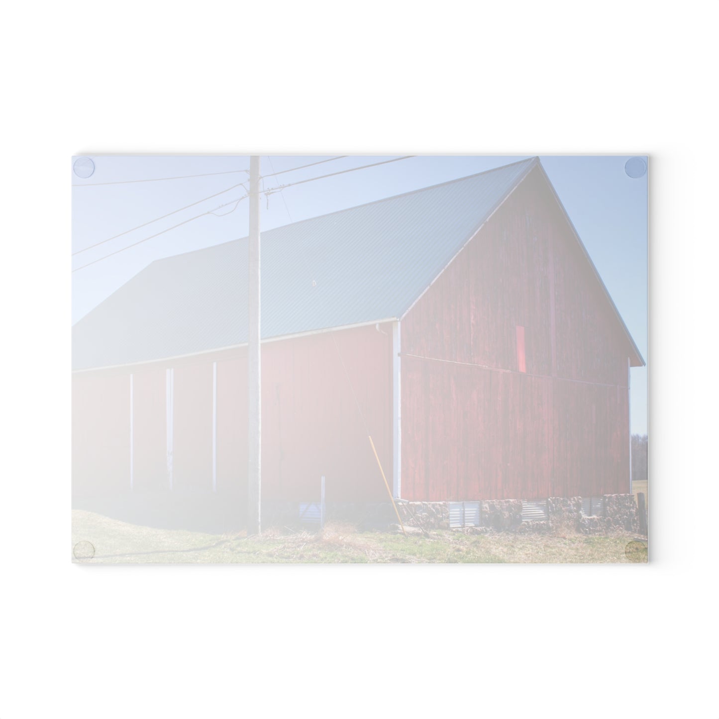 U R There Photography Imlay City Road Red II Rustic Farmhouse Tempered-Glass Cutting Board