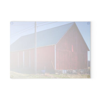 U R There Photography Imlay City Road Red II Rustic Farmhouse Tempered-Glass Cutting Board