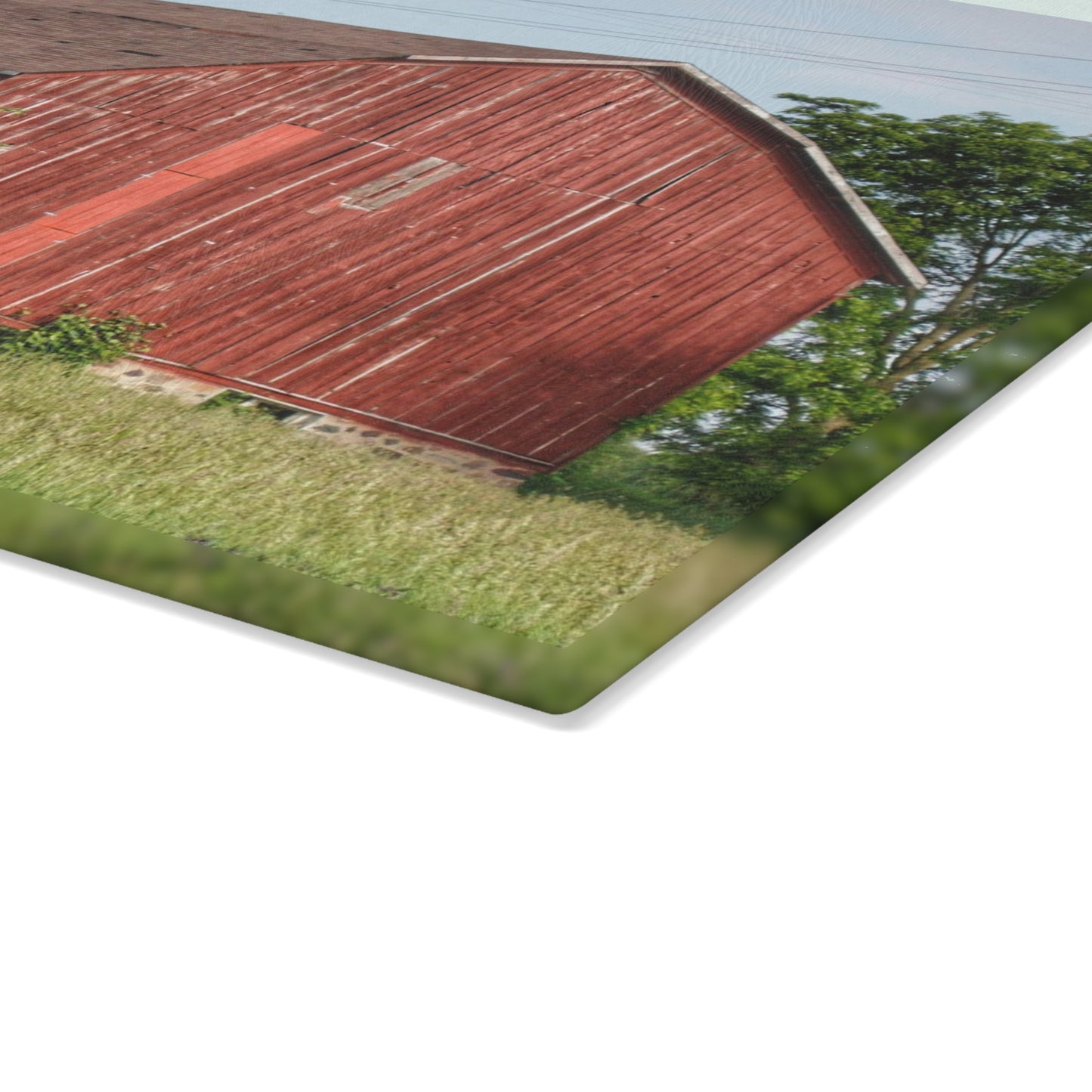 U R There Photography Armstrong Road Red I Rustic Farmhouse Tempered-Glass Cutting Board