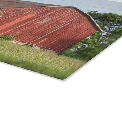 U R There Photography Armstrong Road Red I Rustic Farmhouse Tempered-Glass Cutting Board