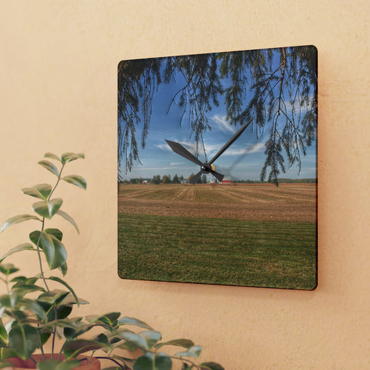U R There Photography Cass City Farm Rustic Farmhouse Acrylic Analog Wall Clock