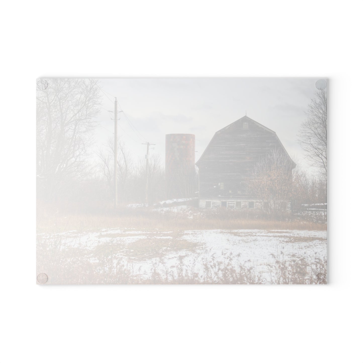 U R There Photography Secord Lake Road Grey Rustic Farmhouse Tempered-Glass Cutting Board
