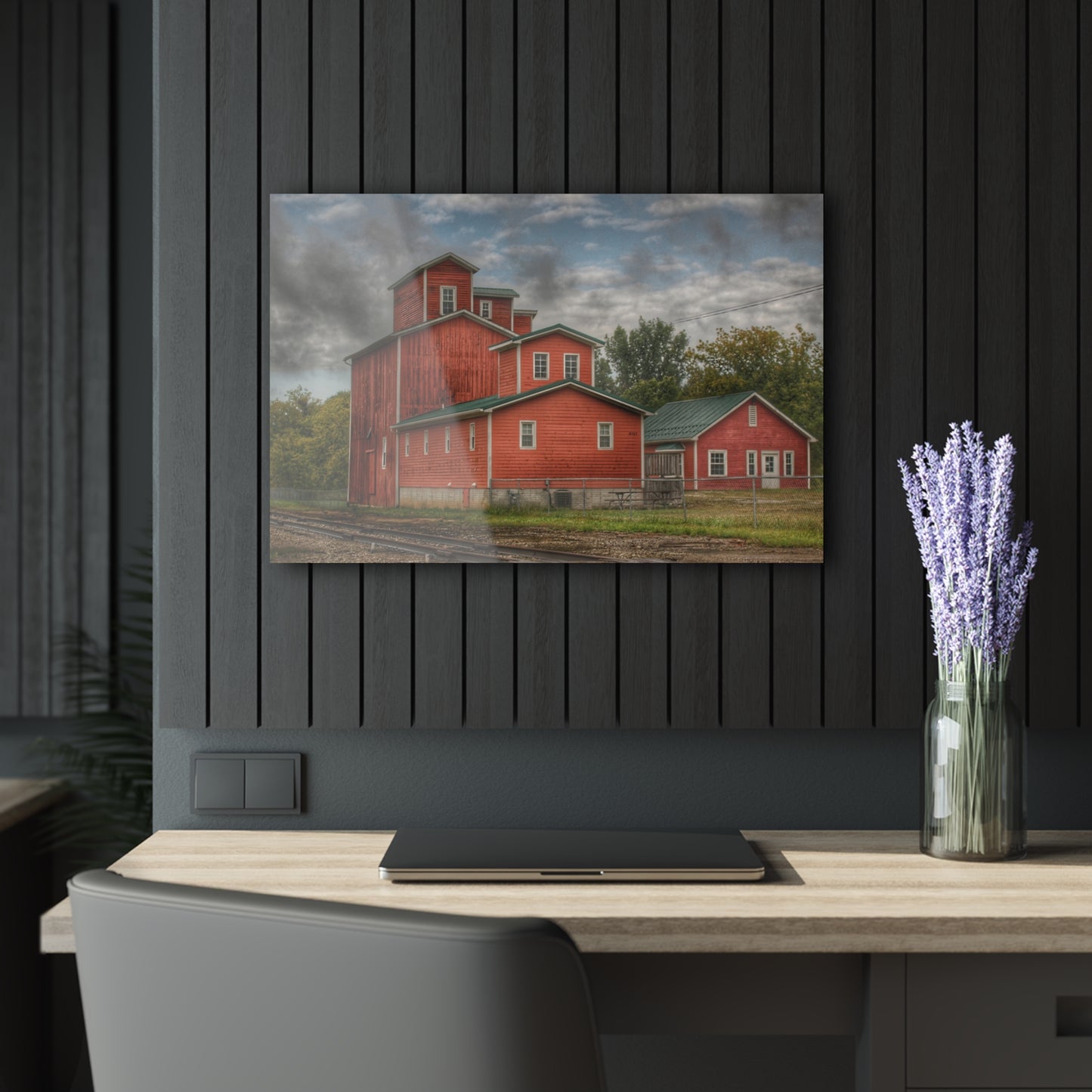 U R There Photography Aside the Tracks in Clifford Rustic Farmhouse Acrylic Wall Print