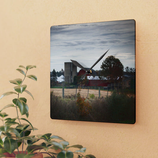 U R There Photography Haines Road Farm Rustic Farmhouse Acrylic Analog Wall Clock