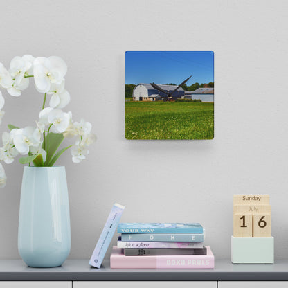 U R There Photography McPherson Greys Rustic Farmhouse Acrylic Analog Wall Clock