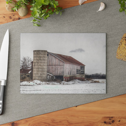 U R There Photography Babcock Road Grey Rustic Farmhouse Tempered-Glass Cutting Board