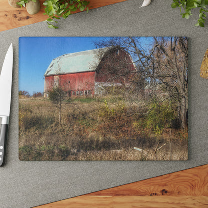 U R There Photography Hadley Red I Rustic Farmhouse Tempered-Glass Cutting Board