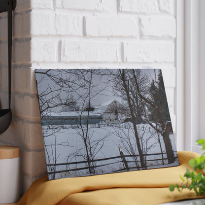 U R There Photography Oakwood Hidden White Rustic Farmhouse Tempered-Glass Cutting Board