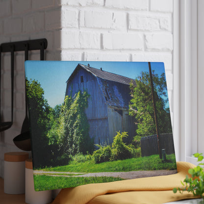 U R There Photography Dryden Road Grey Rustic Farmhouse Tempered-Glass Cutting Board