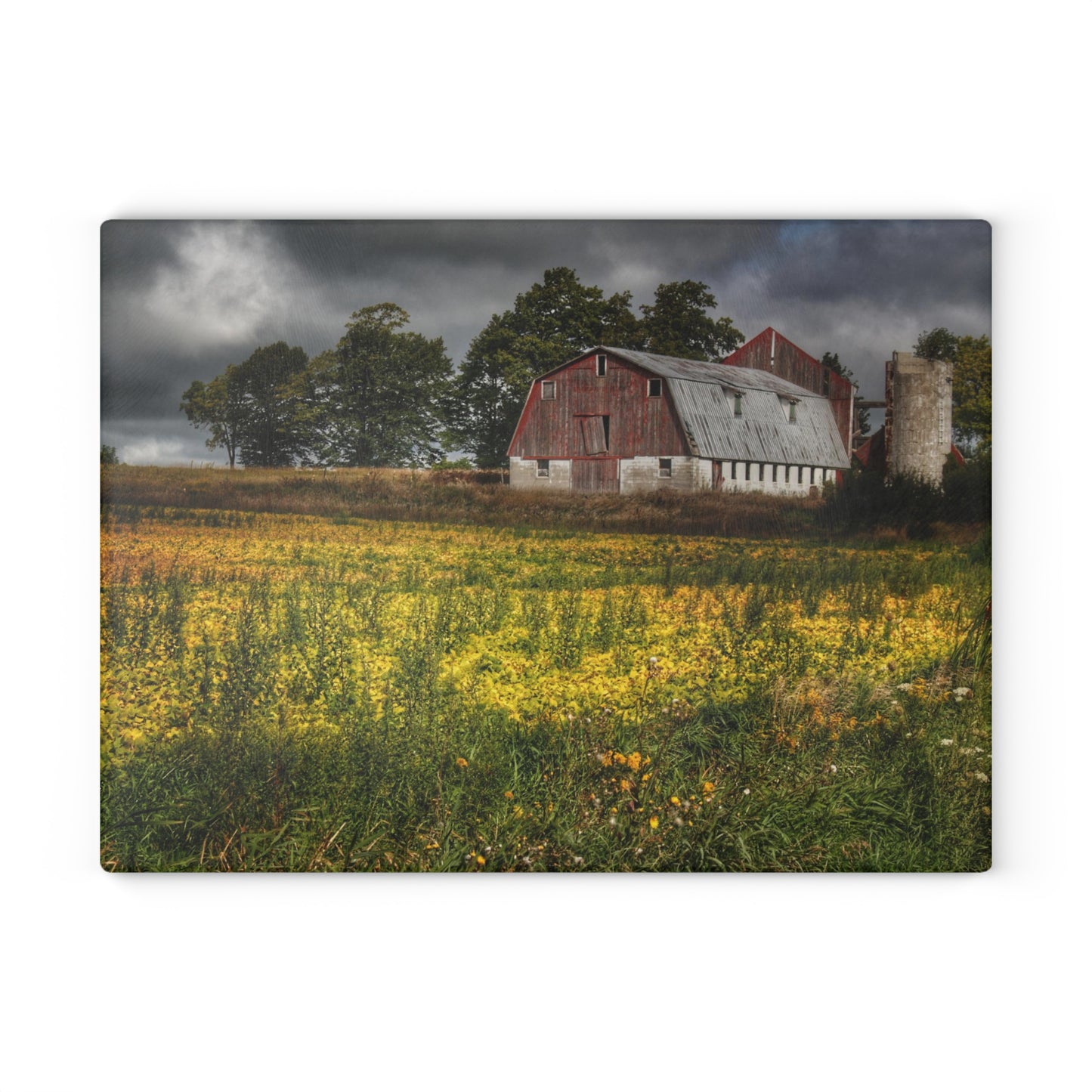 U R There Photography Remnants Rustic Farmhouse Tempered-Glass Cutting Board