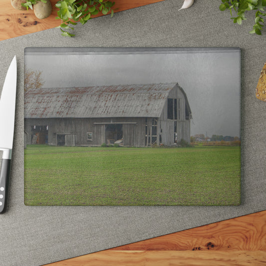 U R There Photography Bradford Road Grey Rustic Farmhouse Tempered-Glass Cutting Board