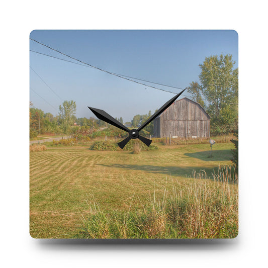 Snover Grey II Rustic Farmhouse Acrylic Analog Wall Clock 10.75'' × 10.75'' (Square)