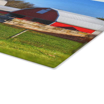 U R There Photography M-15 Reds Rustic Farmhouse Tempered-Glass Cutting Board