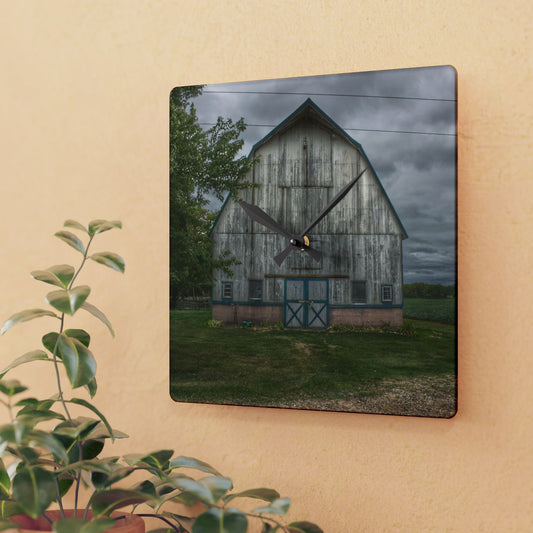 U R There Photography Bristol Road White I Rustic Farmhouse Acrylic Analog Wall Clock