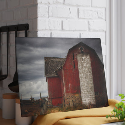 U R There Photography Hurd Corners Red III Rustic Farmhouse Tempered-Glass Cutting Board