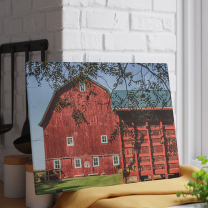 U R There Photography Gardner Road Red I Rustic Farmhouse Tempered-Glass Cutting Board
