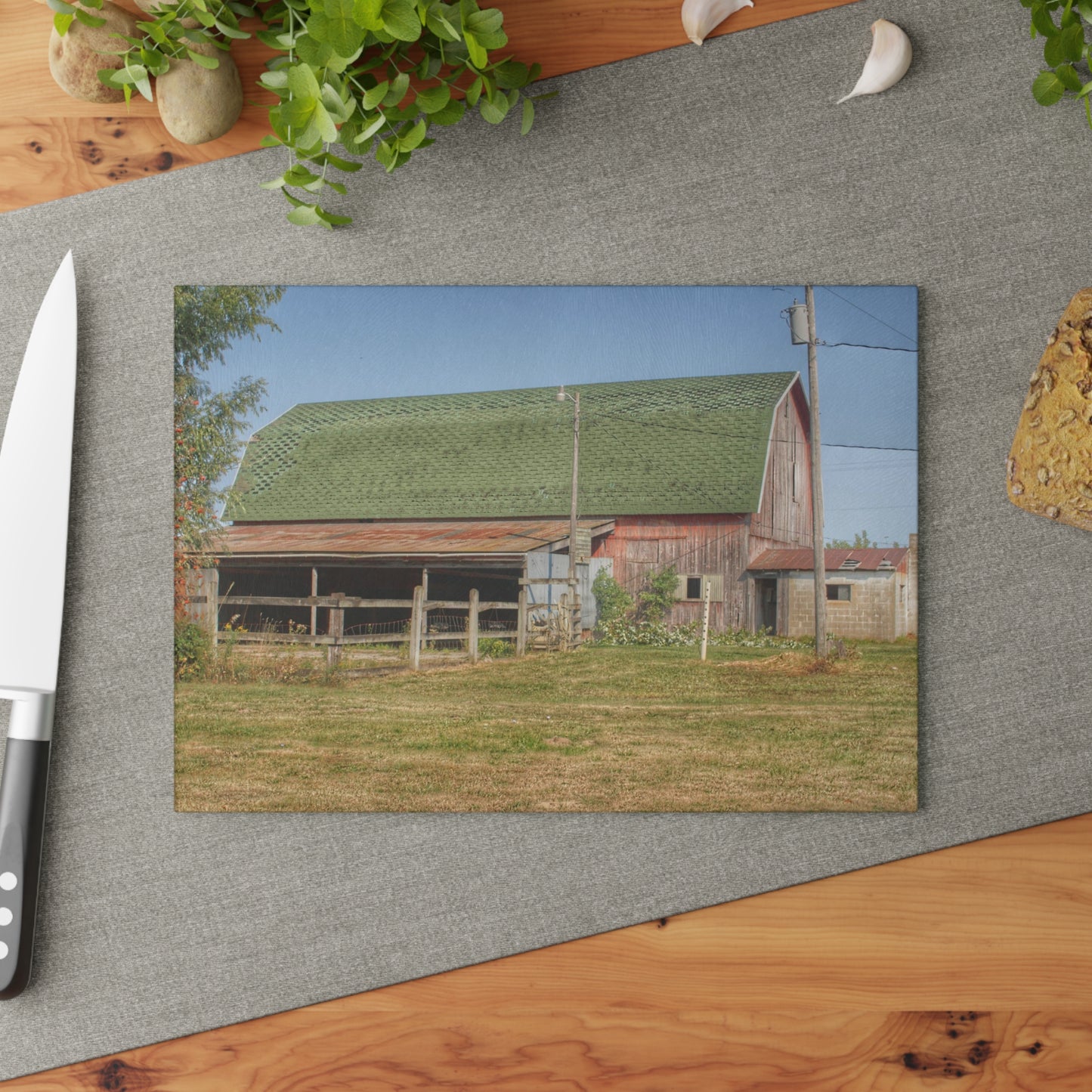 U R There Photography Farrand Road Red with Corral Rustic Farmhouse Tempered-Glass Cutting Board