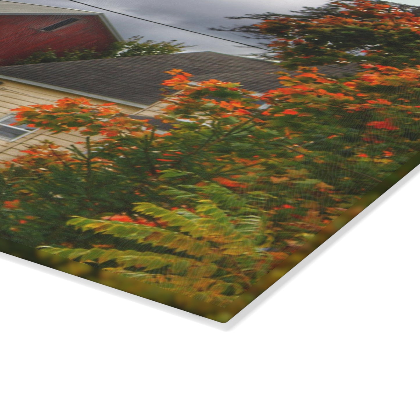 U R There Photography Farnsworth Road Red II Rustic Farmhouse Tempered-Glass Cutting Board