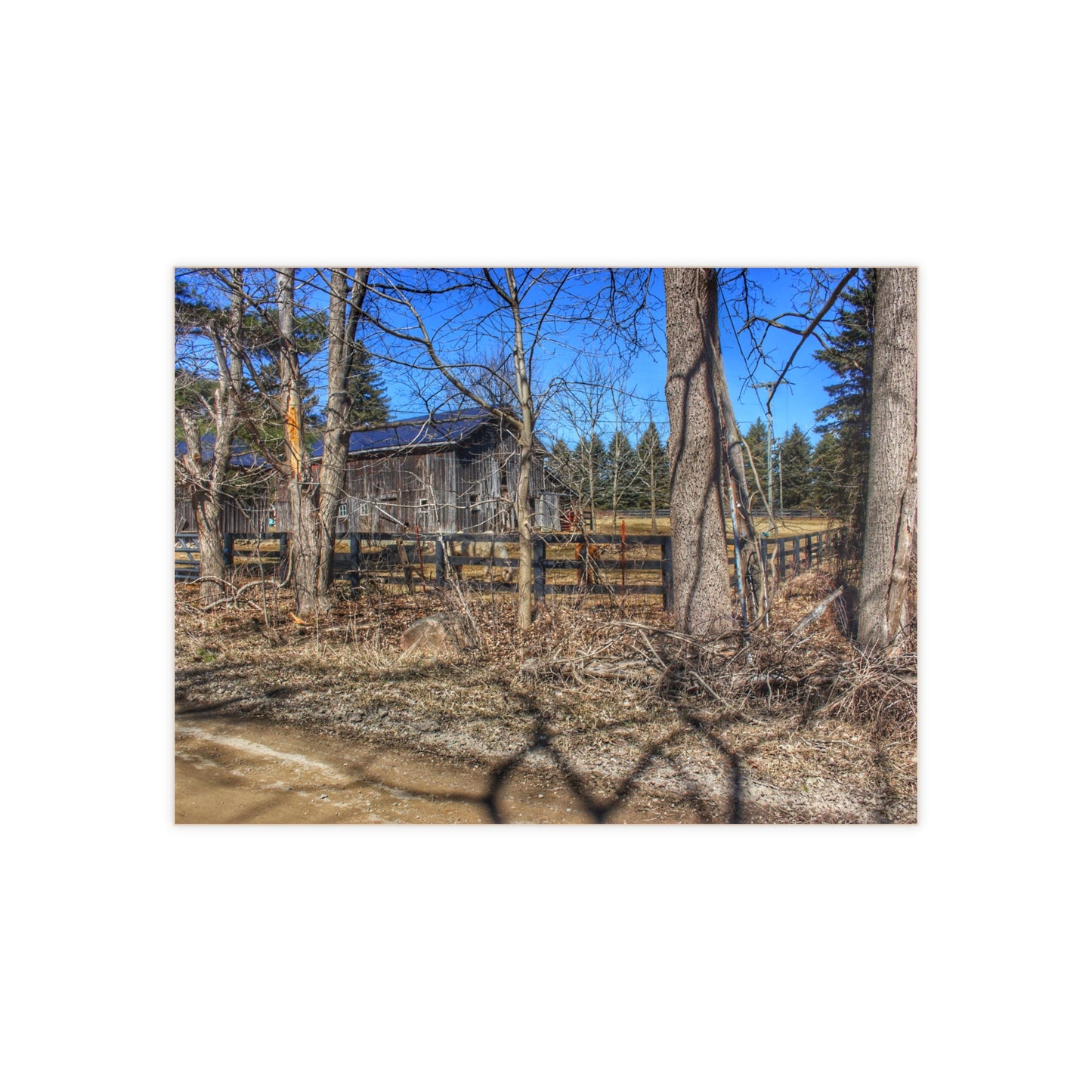 U R There Photography Brewer Road Grey Rustic Farmhouse Decorative Ceramic Tile