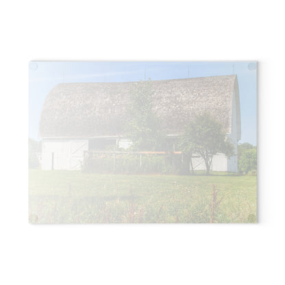 U R There Photography Country White Rustic Farmhouse Tempered-Glass Cutting Board