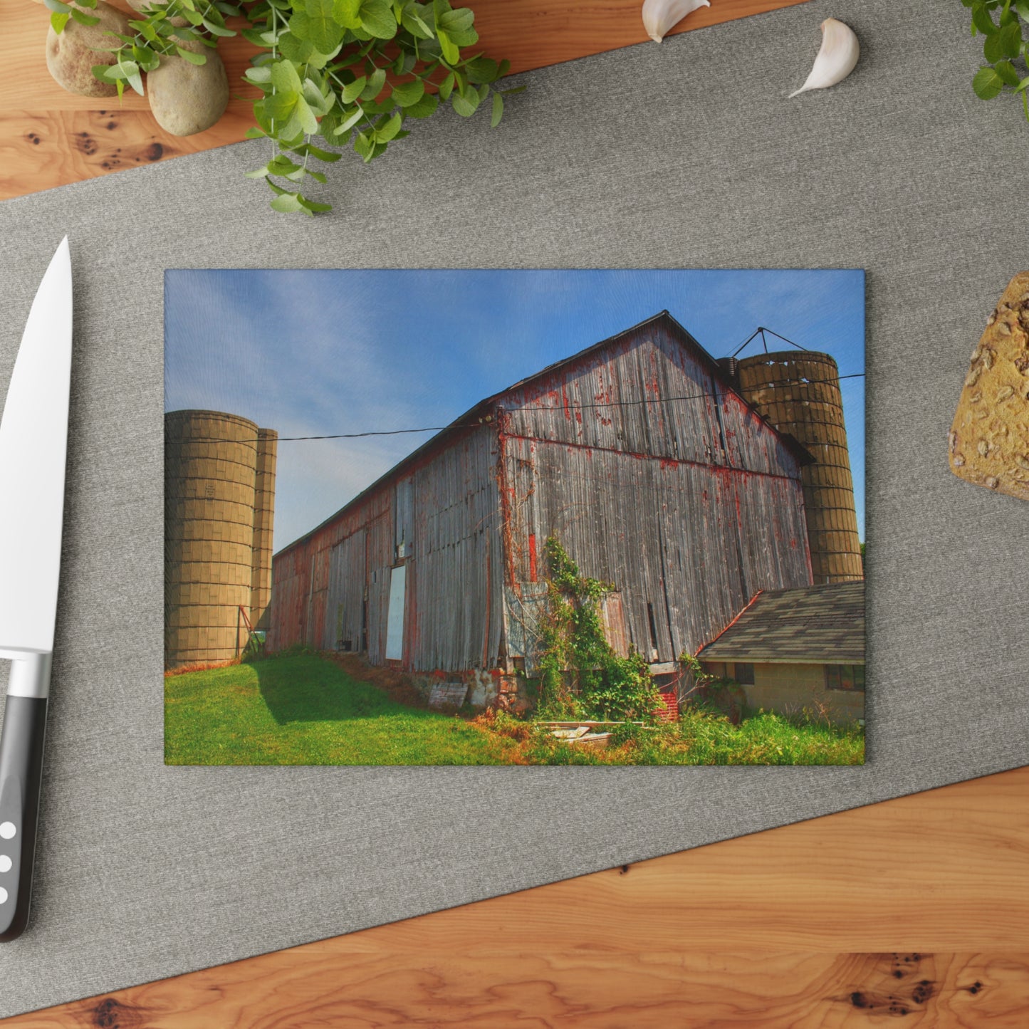 U R There Photography Marlette Red II Rustic Farmhouse Tempered-Glass Cutting Board