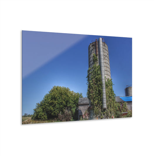 U R There Photography Bordman Road Old Grey and Silo I Rustic Farmhouse Acrylic Wall Print